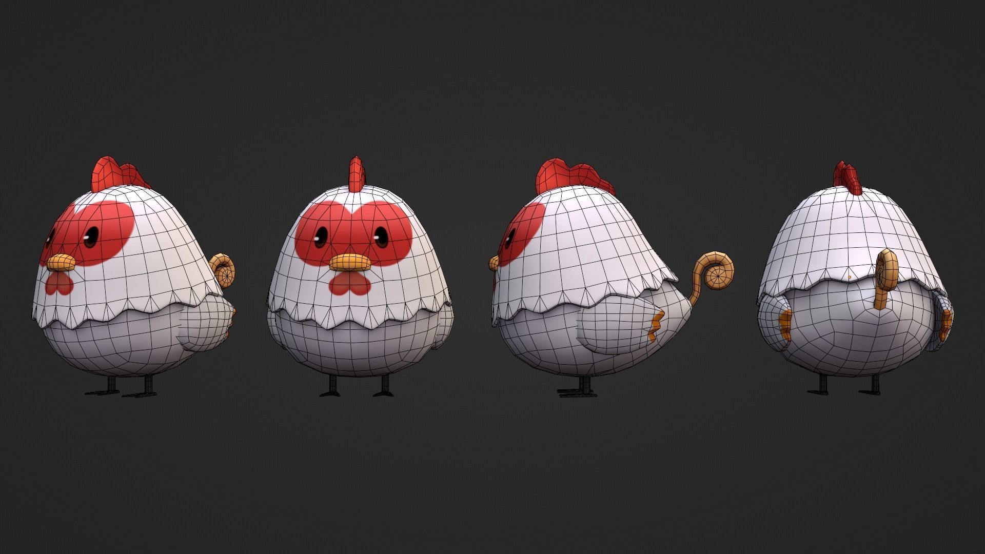 Low Poly Chicken 3D model_4