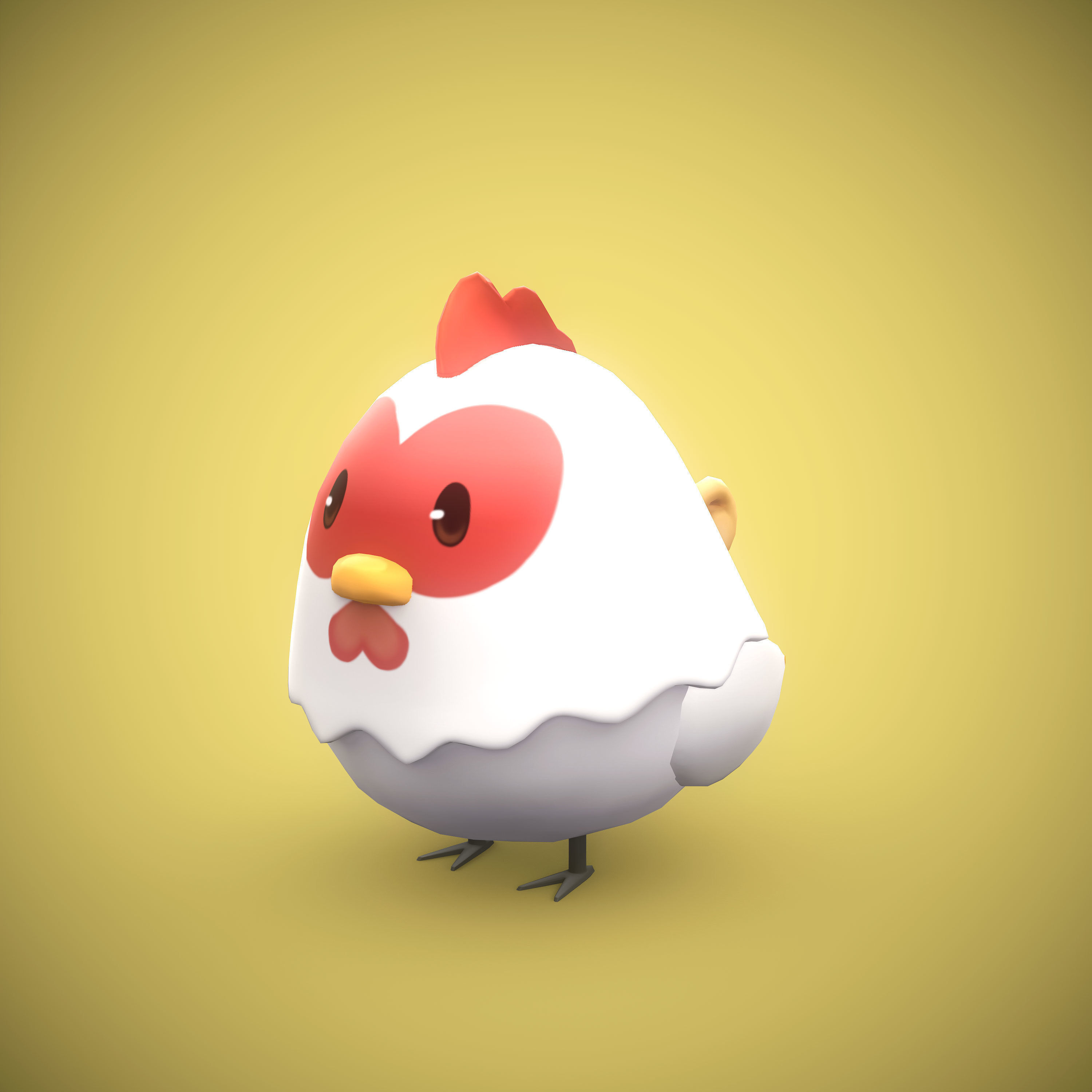 Low Poly Chicken 3D model_2
