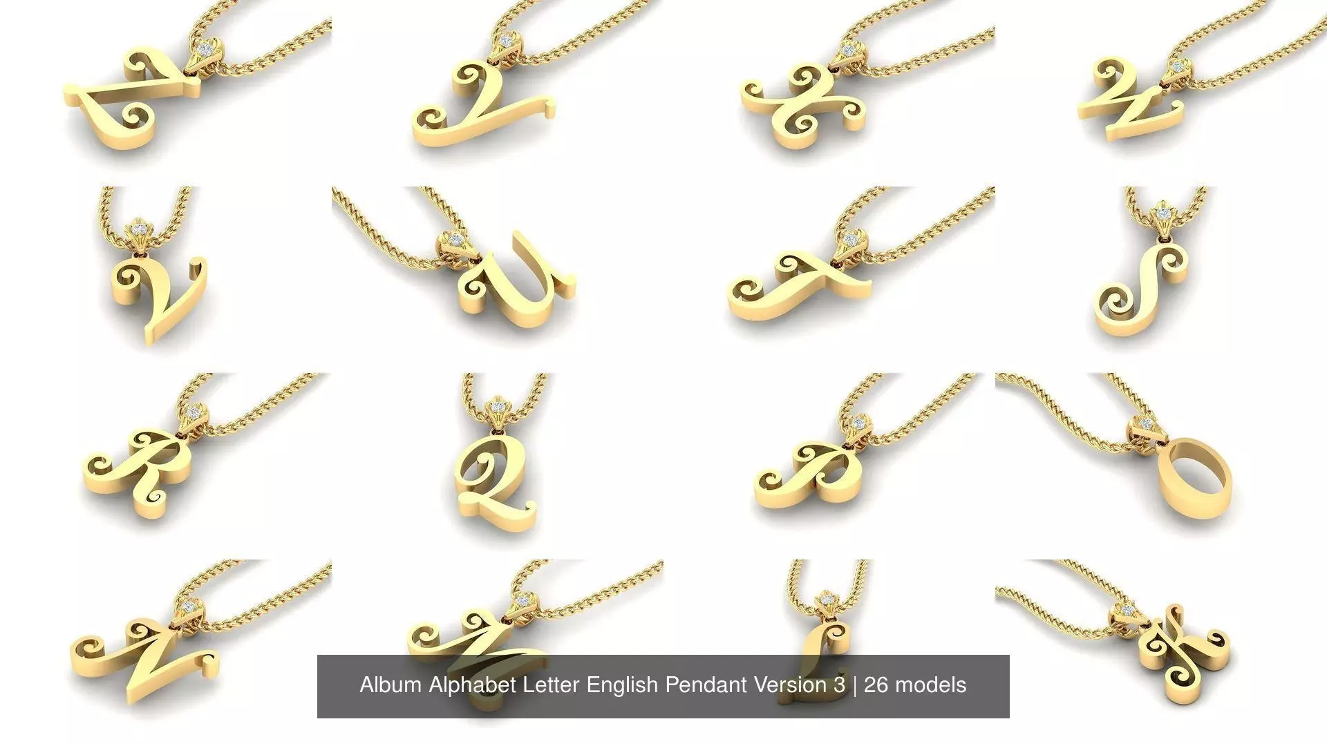 Album Alphabet Letter English Pendant Version 3 3D Model Collection_1