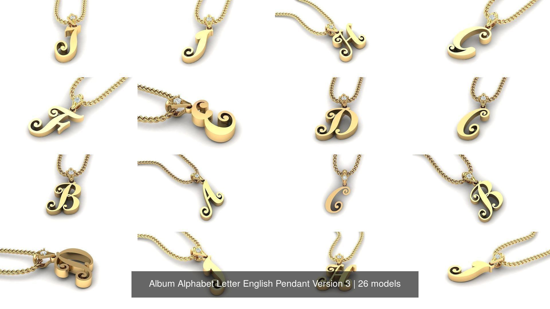 Album Alphabet Letter English Pendant Version 3 3D Model Collection_2