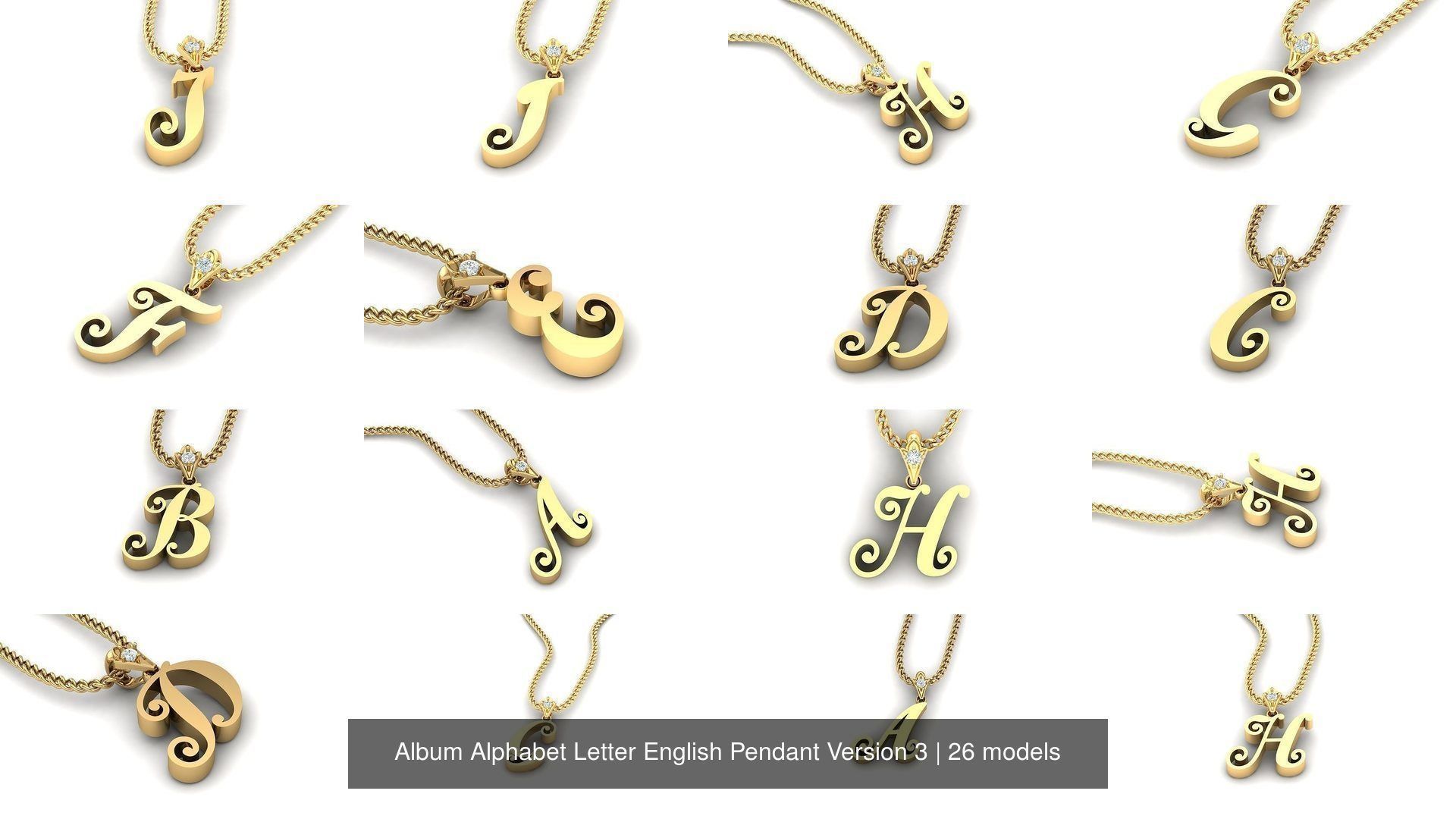 Album Alphabet Letter English Pendant Version 3 3D Model Collection_3