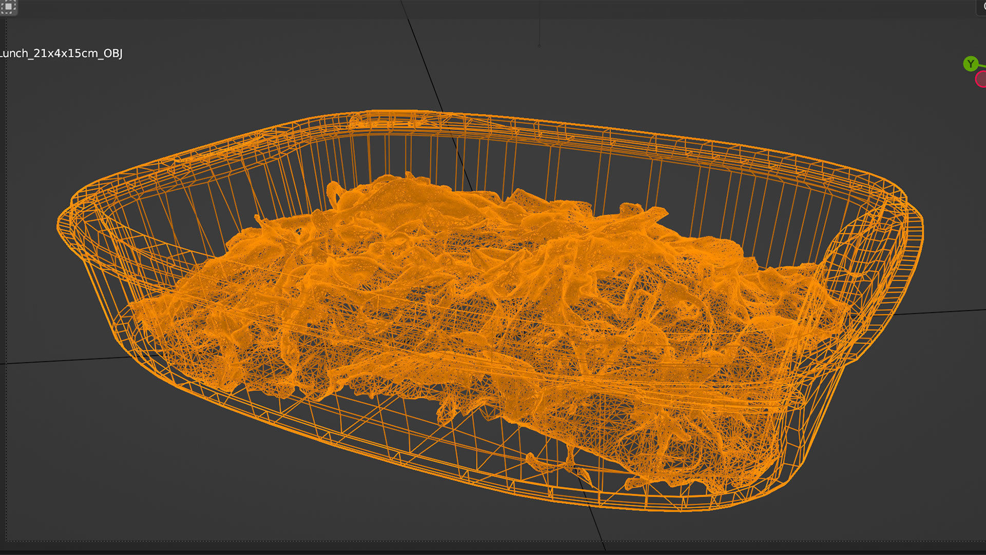 lunch box with fried noodles chicken vegetables 3D model_5