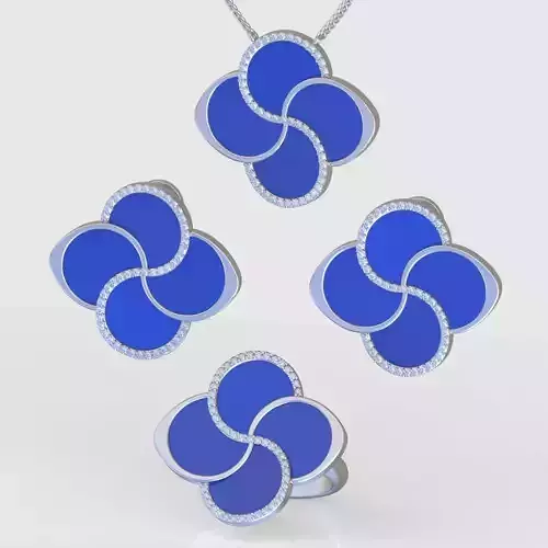 Ring Earring and Pendant Set 3D printable model 0116