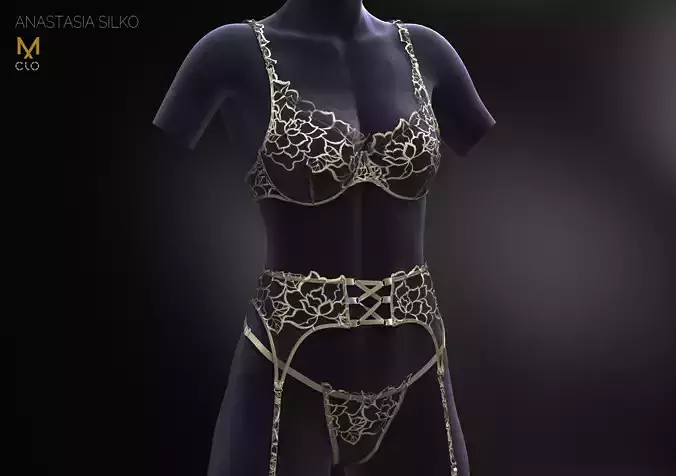 Lace underwear  - Clo3d - Marvelous designer project - OBJ - FBX
