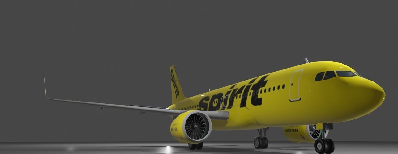 Spirit Airlines airbus a320neo 3D model Low-poly 3D model_3