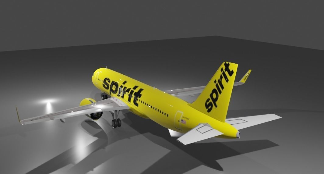 Spirit Airlines airbus a320neo 3D model Low-poly 3D model_1