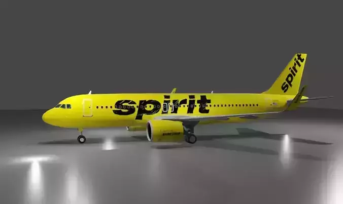 Spirit Airlines airbus  a320neo 3D model  Low-poly 3D model