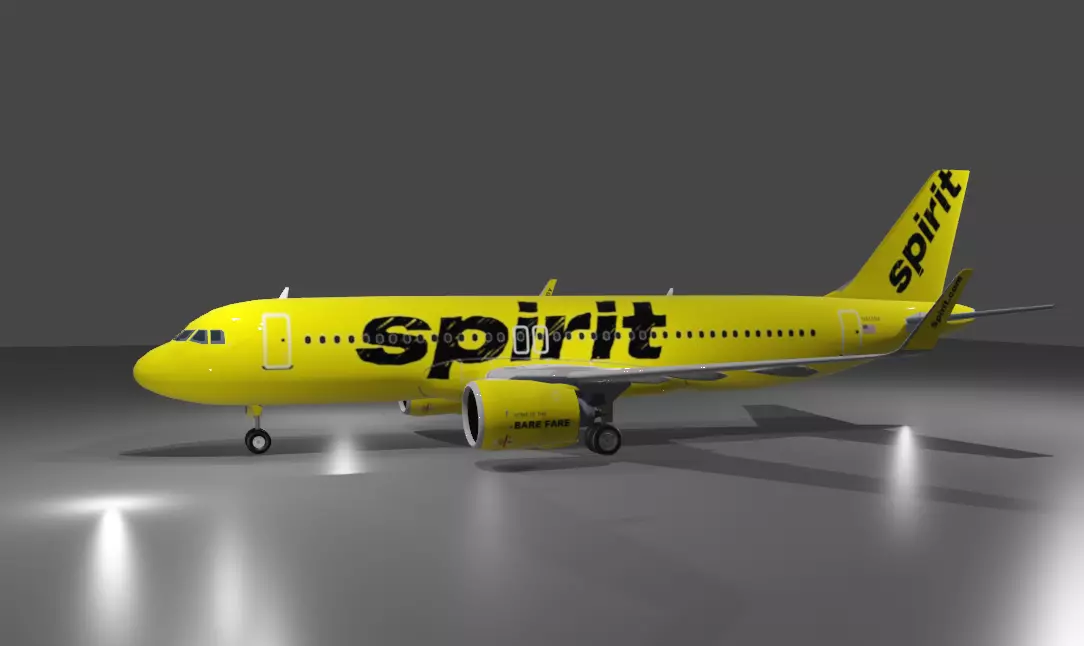 Spirit Airlines airbus a320neo 3D model Low-poly 3D model_0