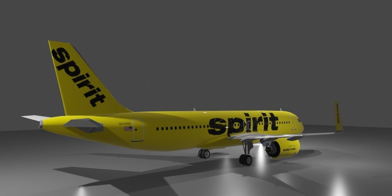 Spirit Airlines airbus a320neo 3D model Low-poly 3D model_2