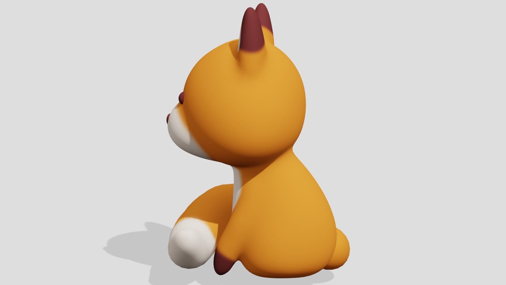 Cute fox sitting  3D model_2