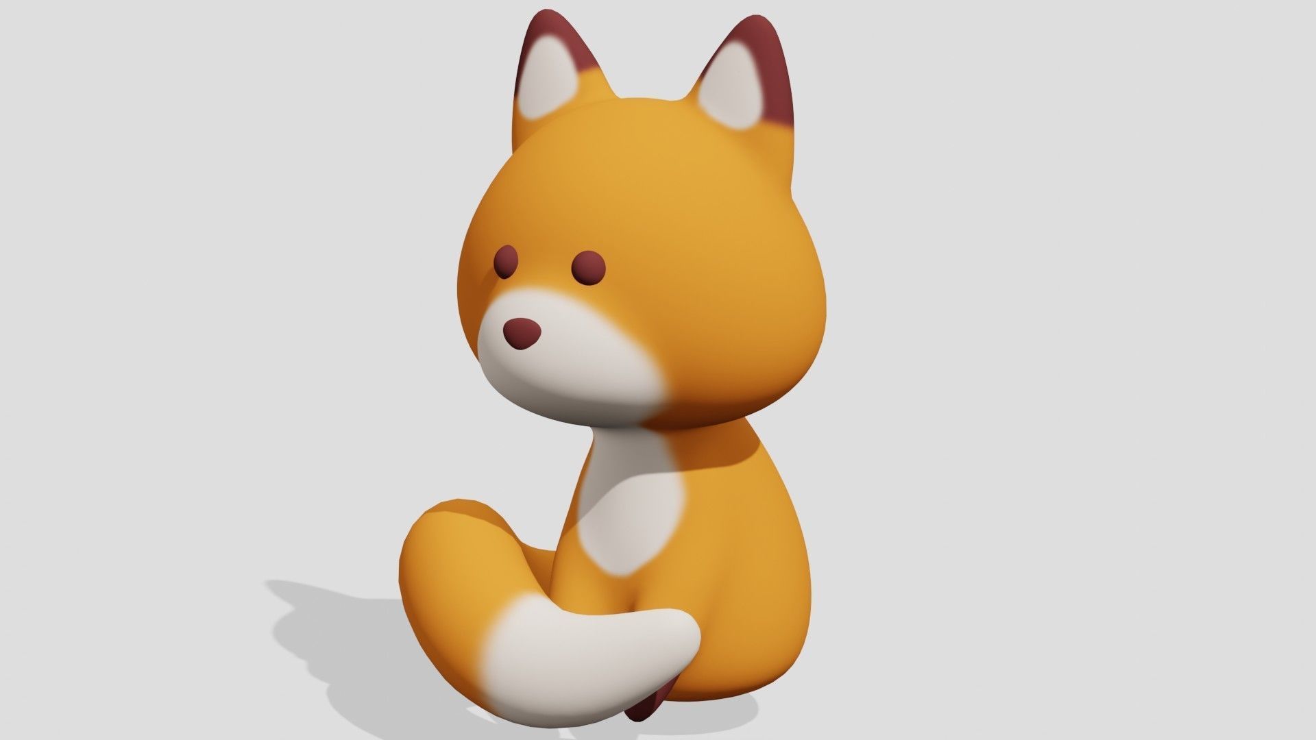 Cute fox sitting  3D model_1