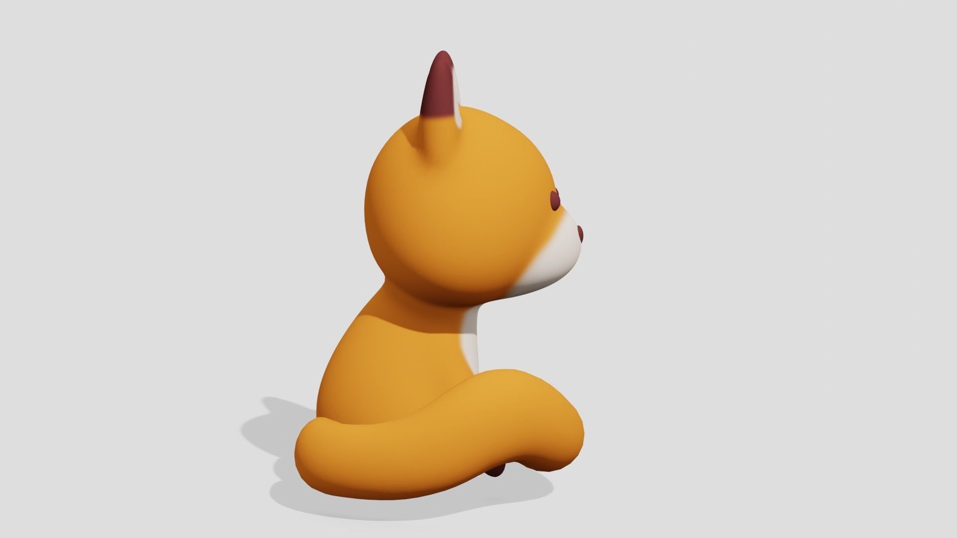 Cute fox sitting  3D model_4
