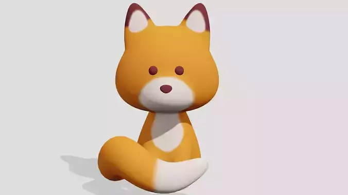 Cute fox sitting  3D model