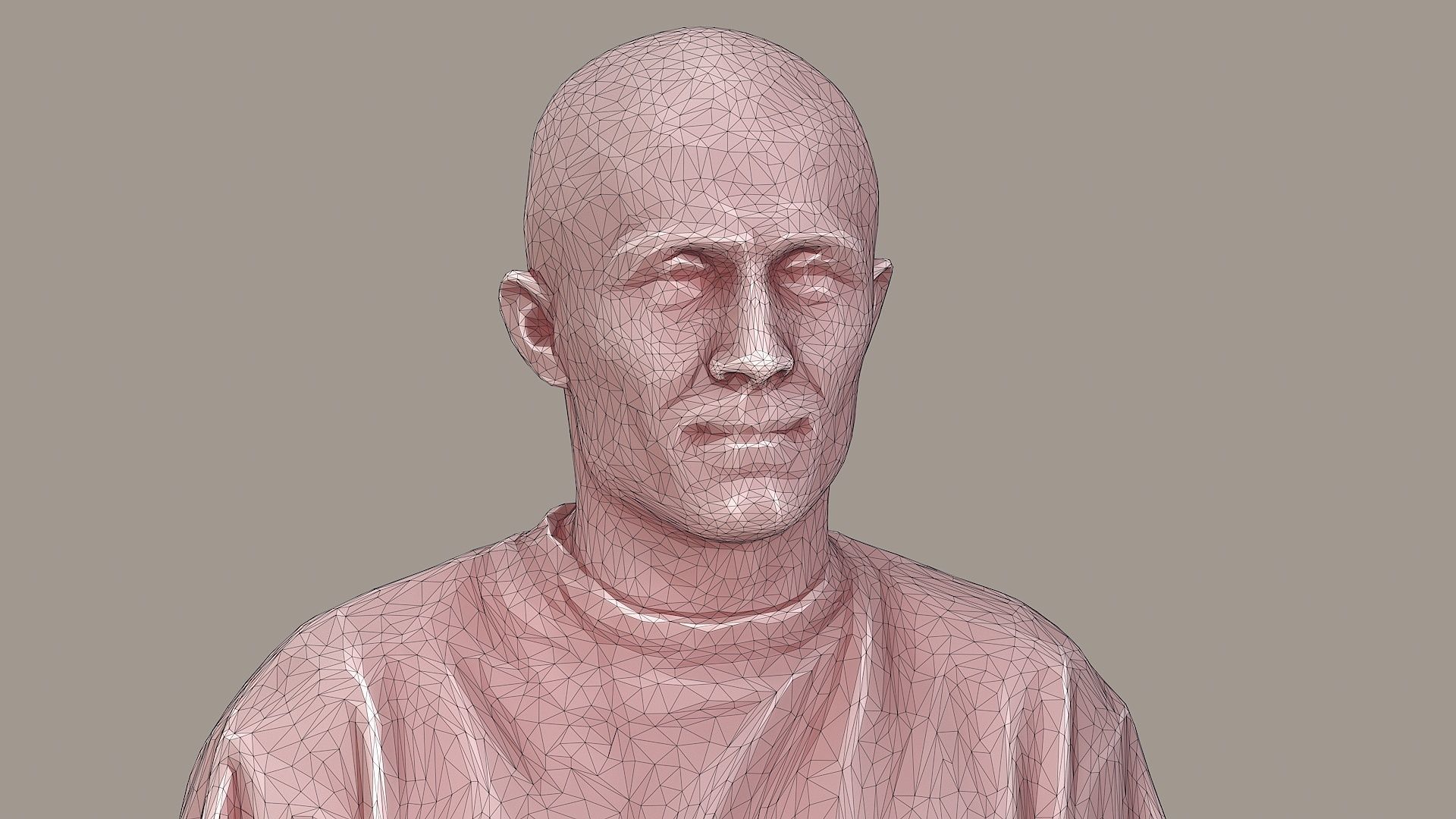 Urban Minimalist Bald Man in Mustard T-Shirt 3D model_9