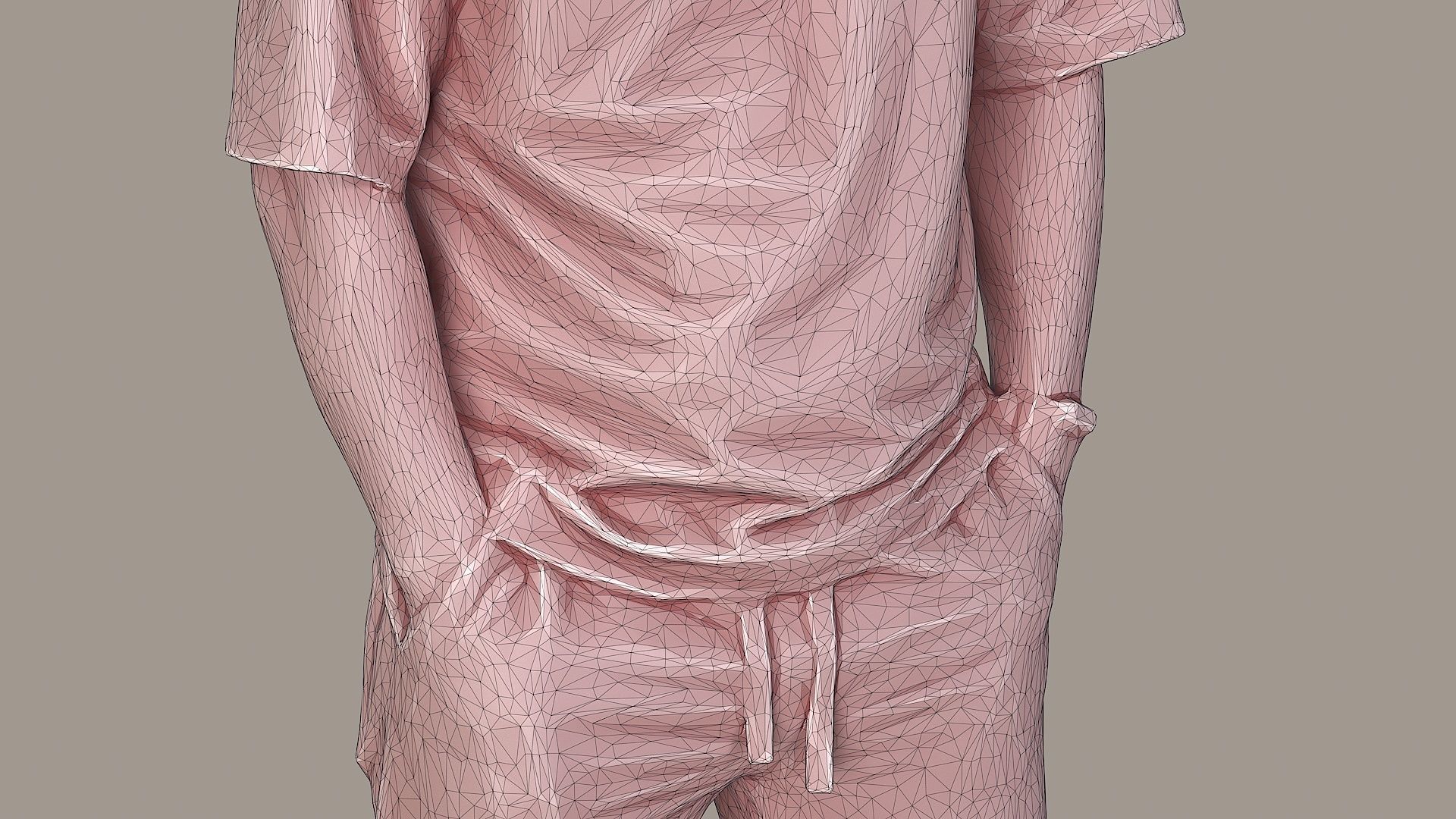 Urban Minimalist Bald Man in Mustard T-Shirt 3D model_13