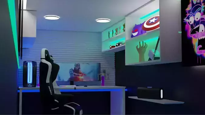 Gaming bedroom 3D model