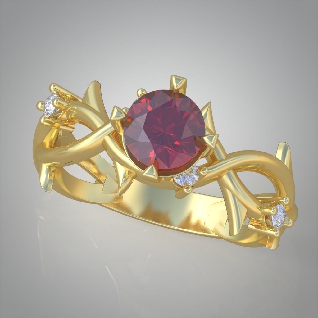 Diamond ring 0487 3D printable model 13 3D print model_2