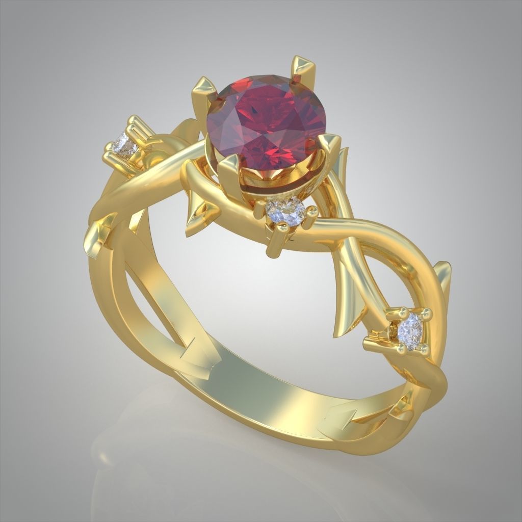 Diamond ring 0487 3D printable model 13 3D print model_5