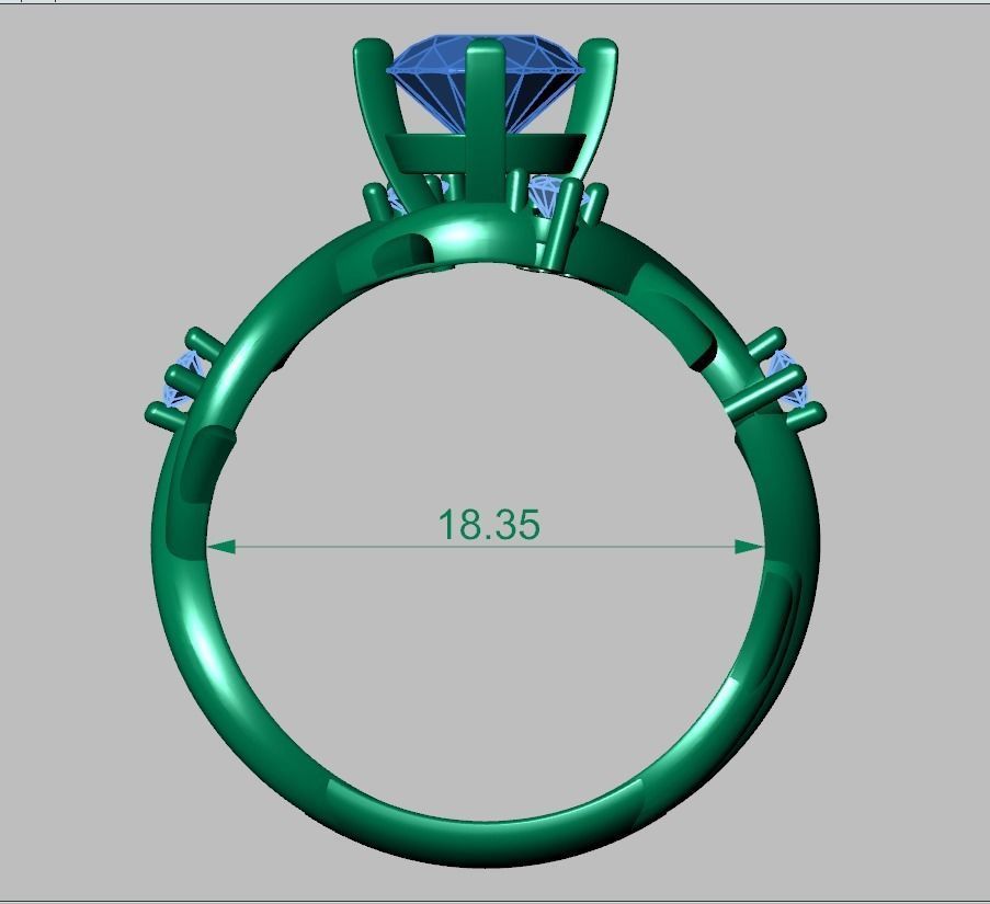 Diamond ring 0487 3D printable model 13 3D print model_12