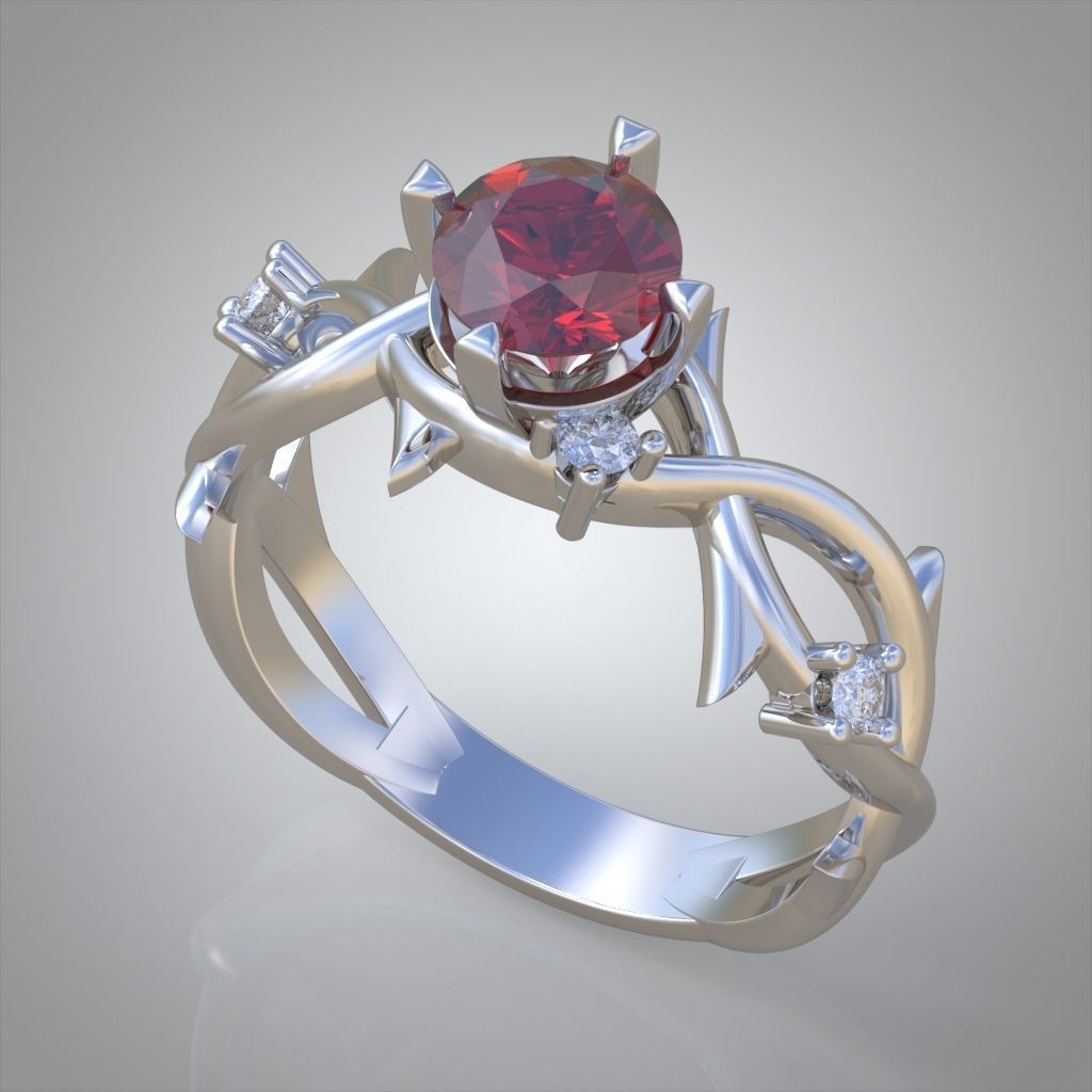 Diamond ring 0487 3D printable model 13 3D print model_4
