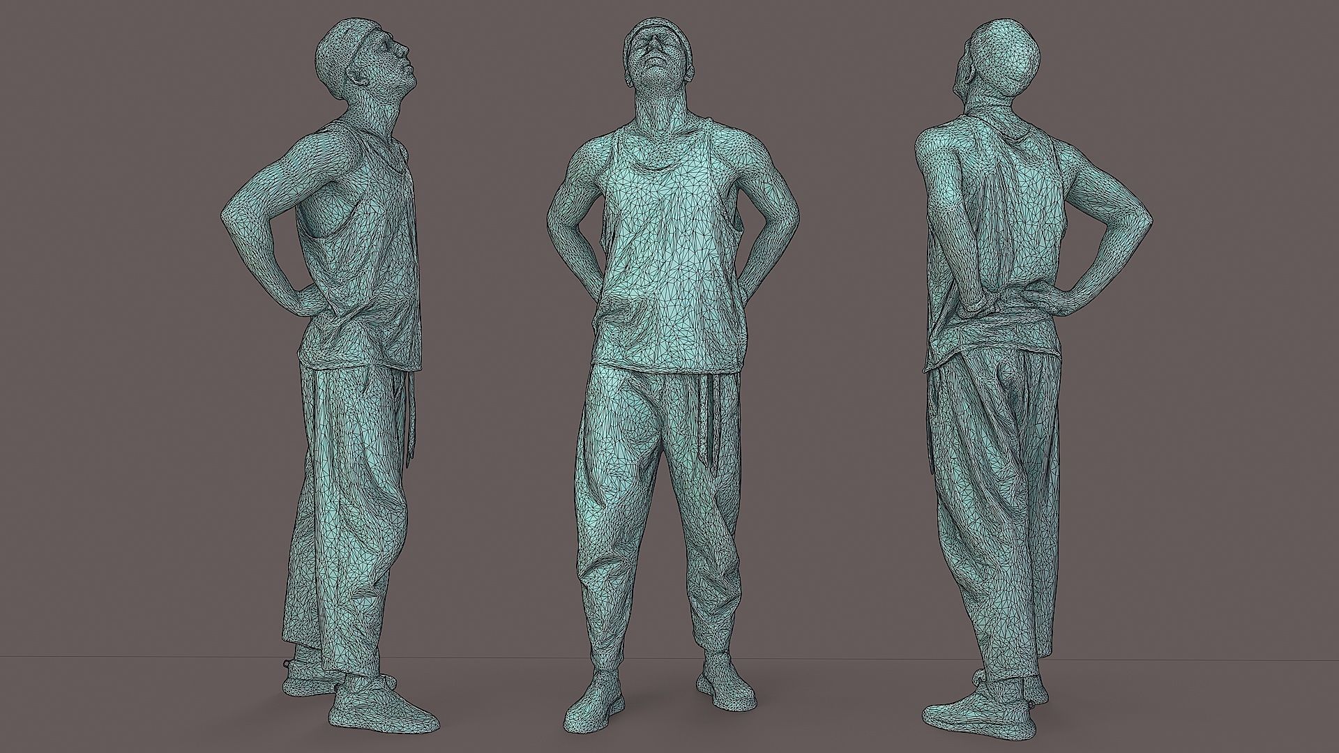 Mystic Urban Man in Prayer Pose with OM Symbol 3D model_3