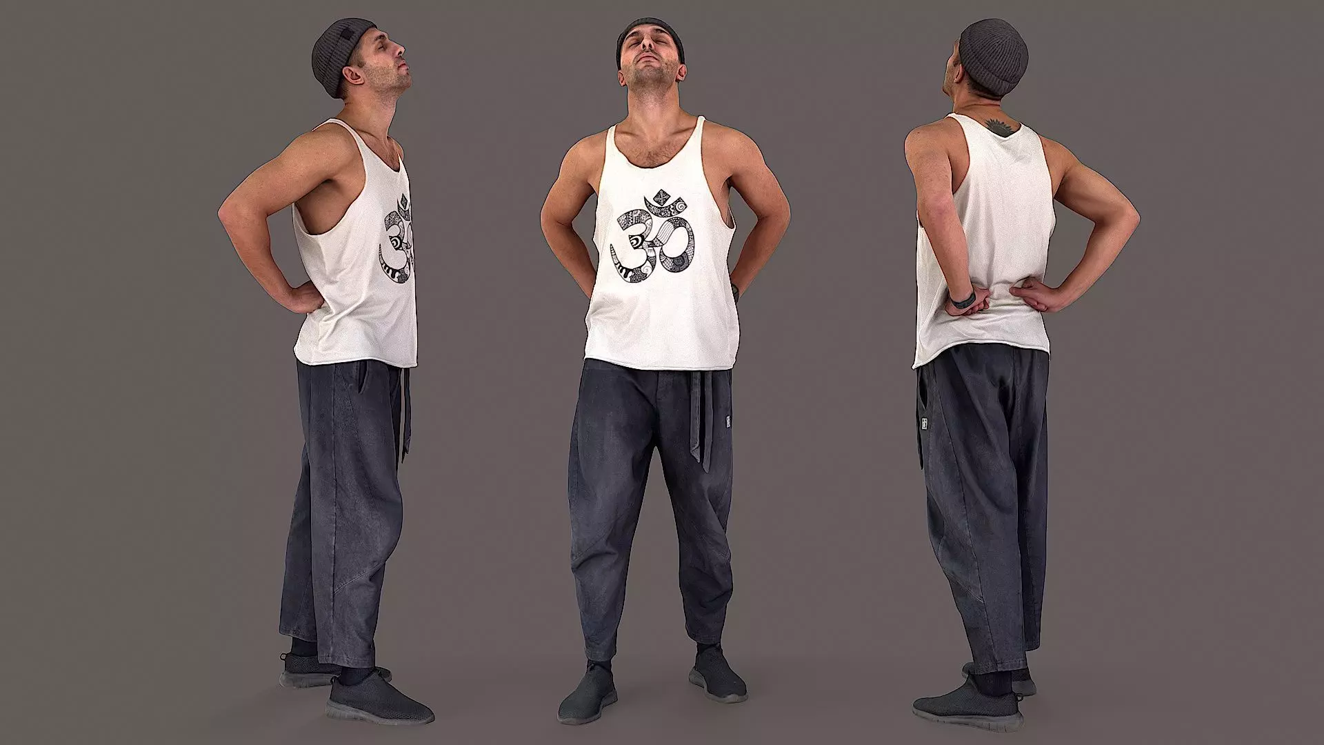 Mystic Urban Man in Prayer Pose with OM Symbol 3D model_0