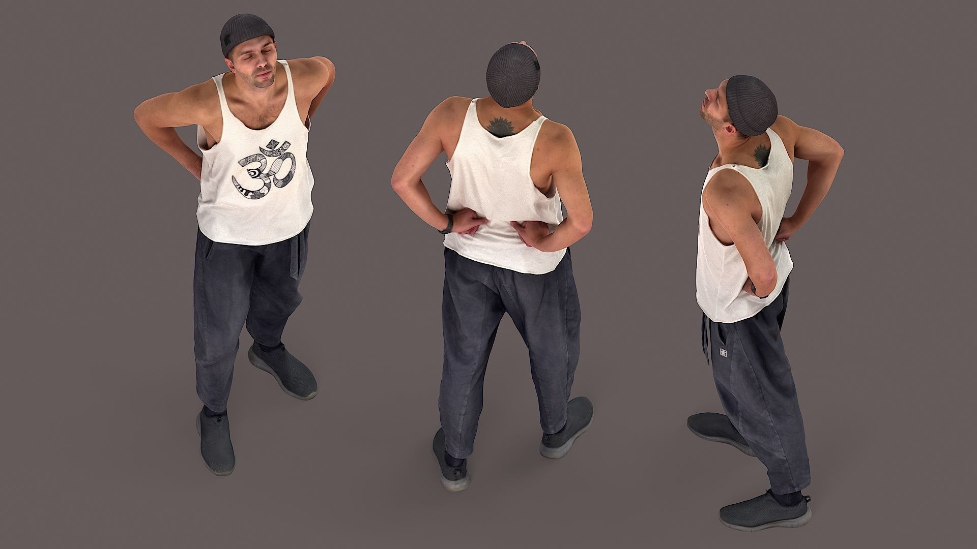 Mystic Urban Man in Prayer Pose with OM Symbol 3D model_4