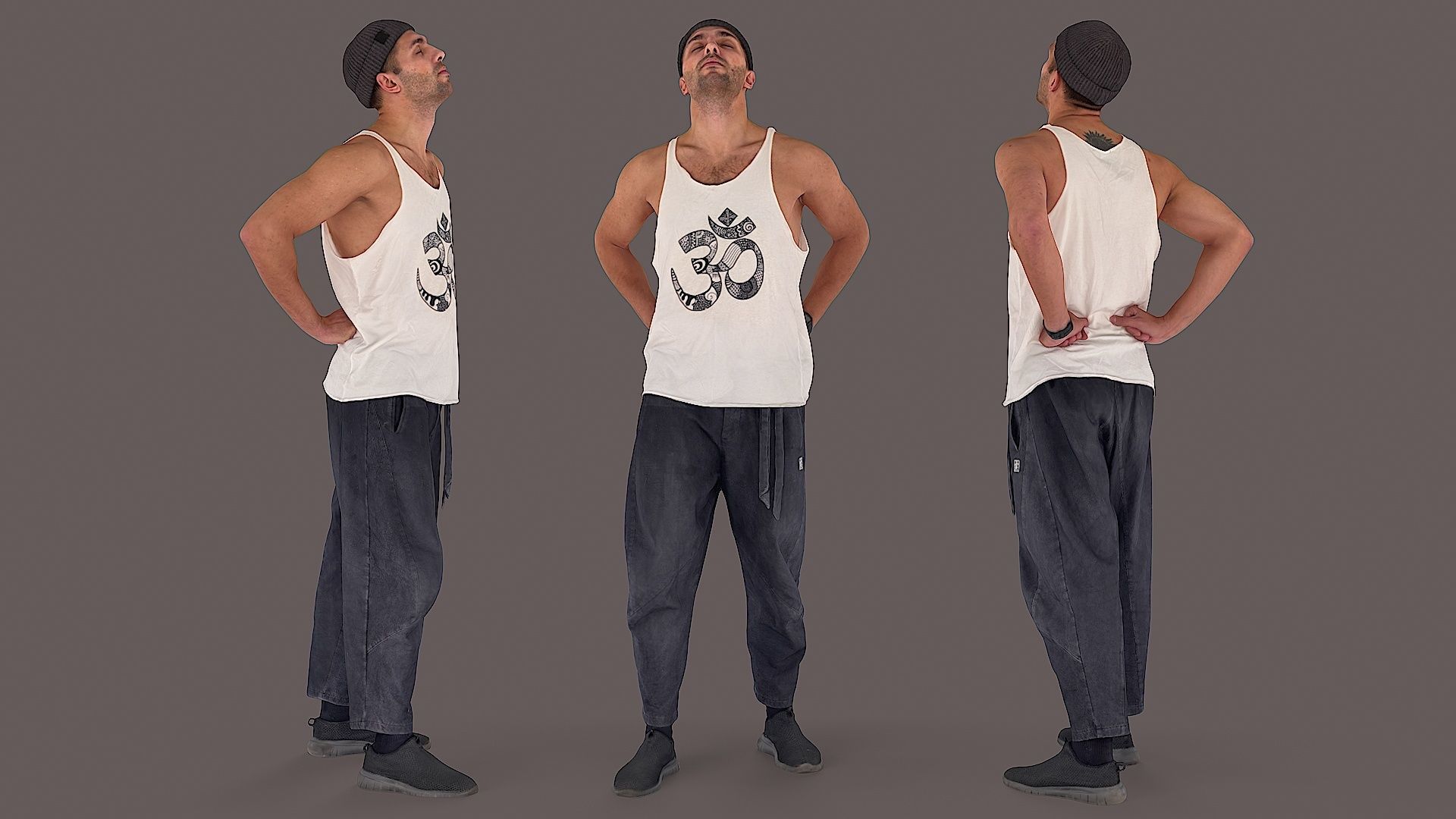 Mystic Urban Man in Prayer Pose with OM Symbol 3D model_1
