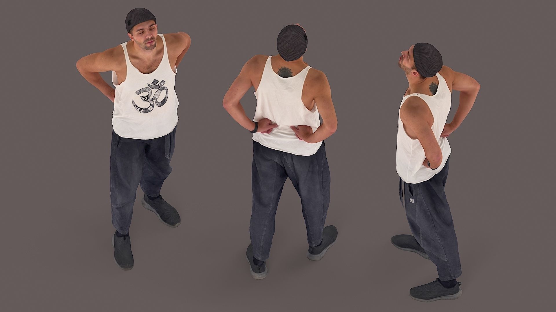 Mystic Urban Man in Prayer Pose with OM Symbol 3D model_5