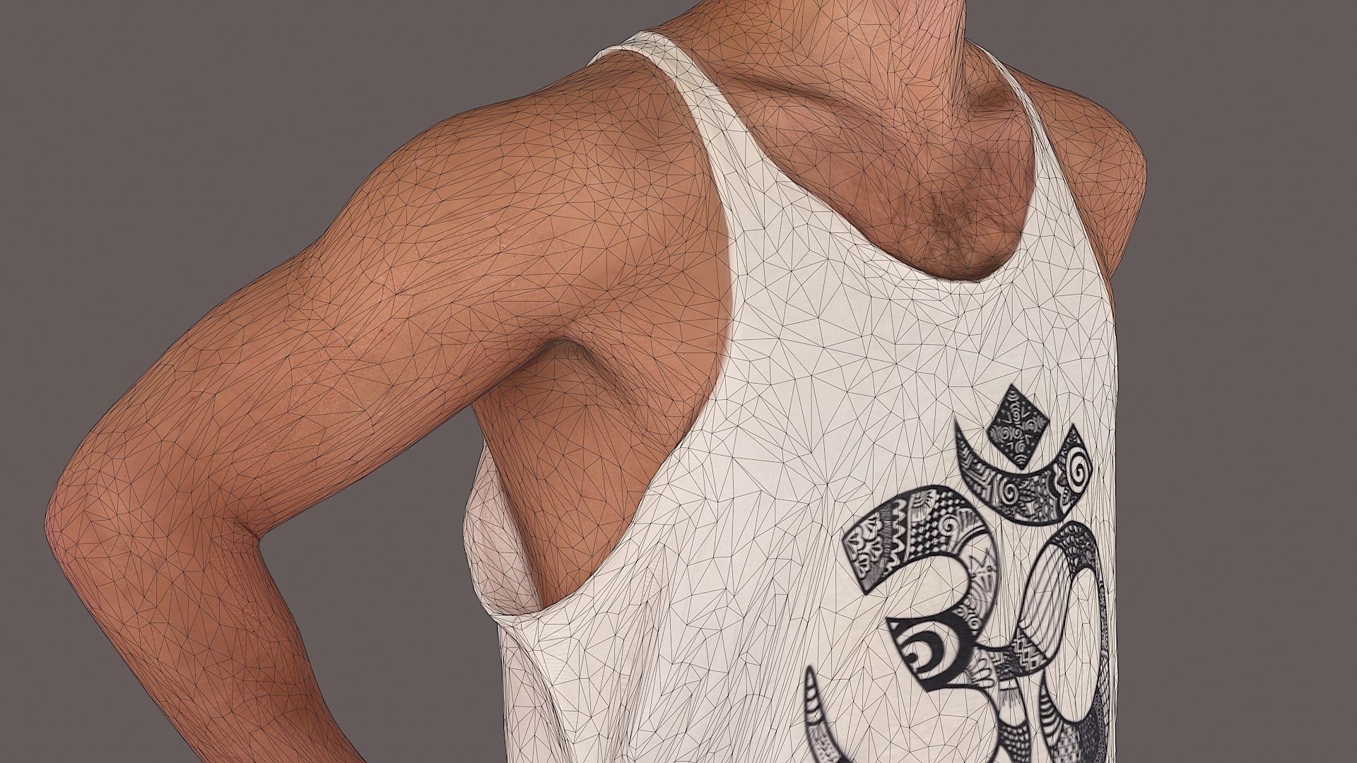 Mystic Urban Man in Prayer Pose with OM Symbol 3D model_10