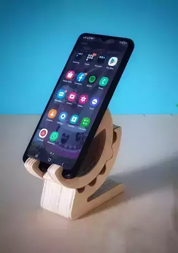 Wooden Mobile Holder - Geared Style 3D model