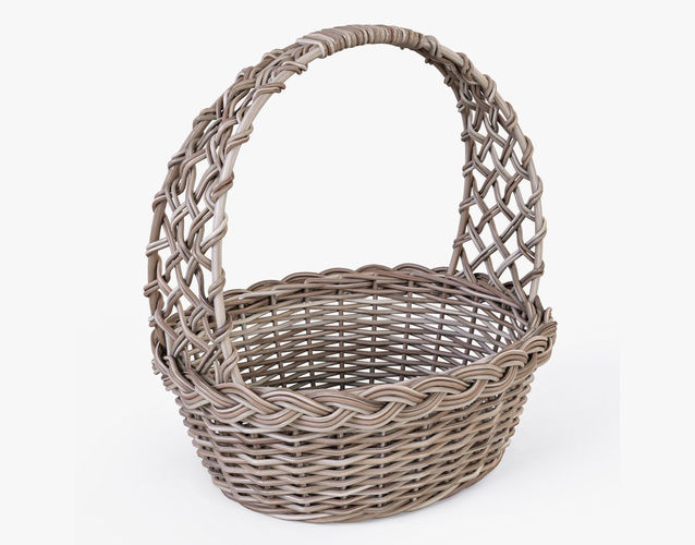 Wicker Basket 09 Gray Color 3D model