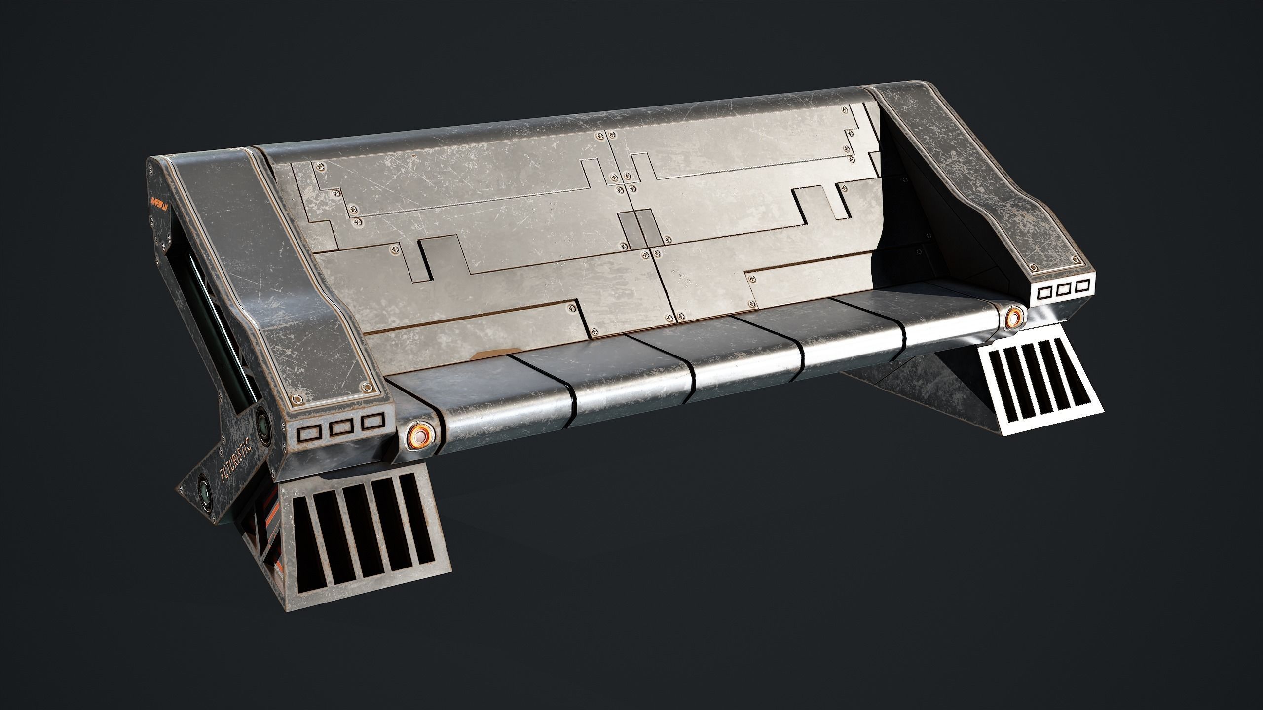 10 Sci-fi Bench Game Ready Low-poly 3D model_3