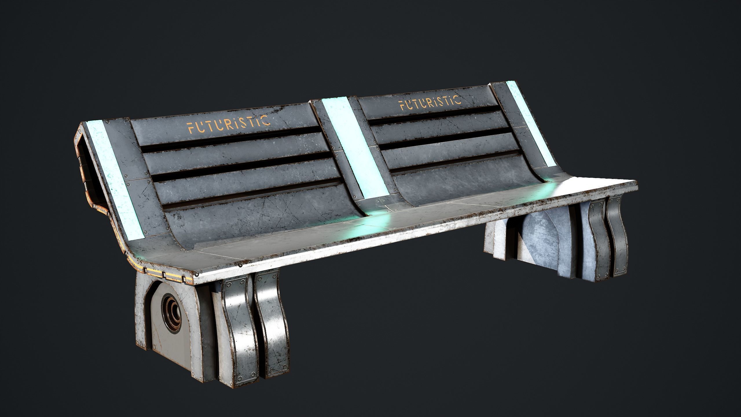 10 Sci-fi Bench Game Ready Low-poly 3D model_9