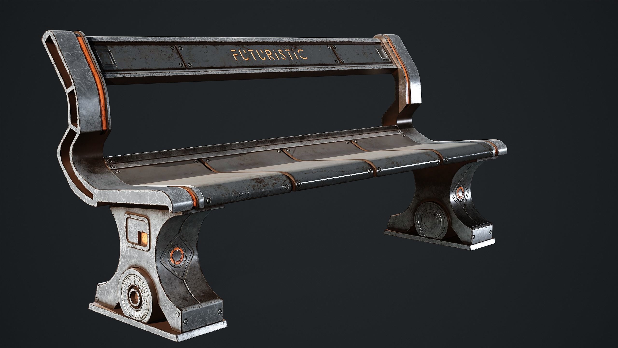 10 Sci-fi Bench Game Ready Low-poly 3D model_8