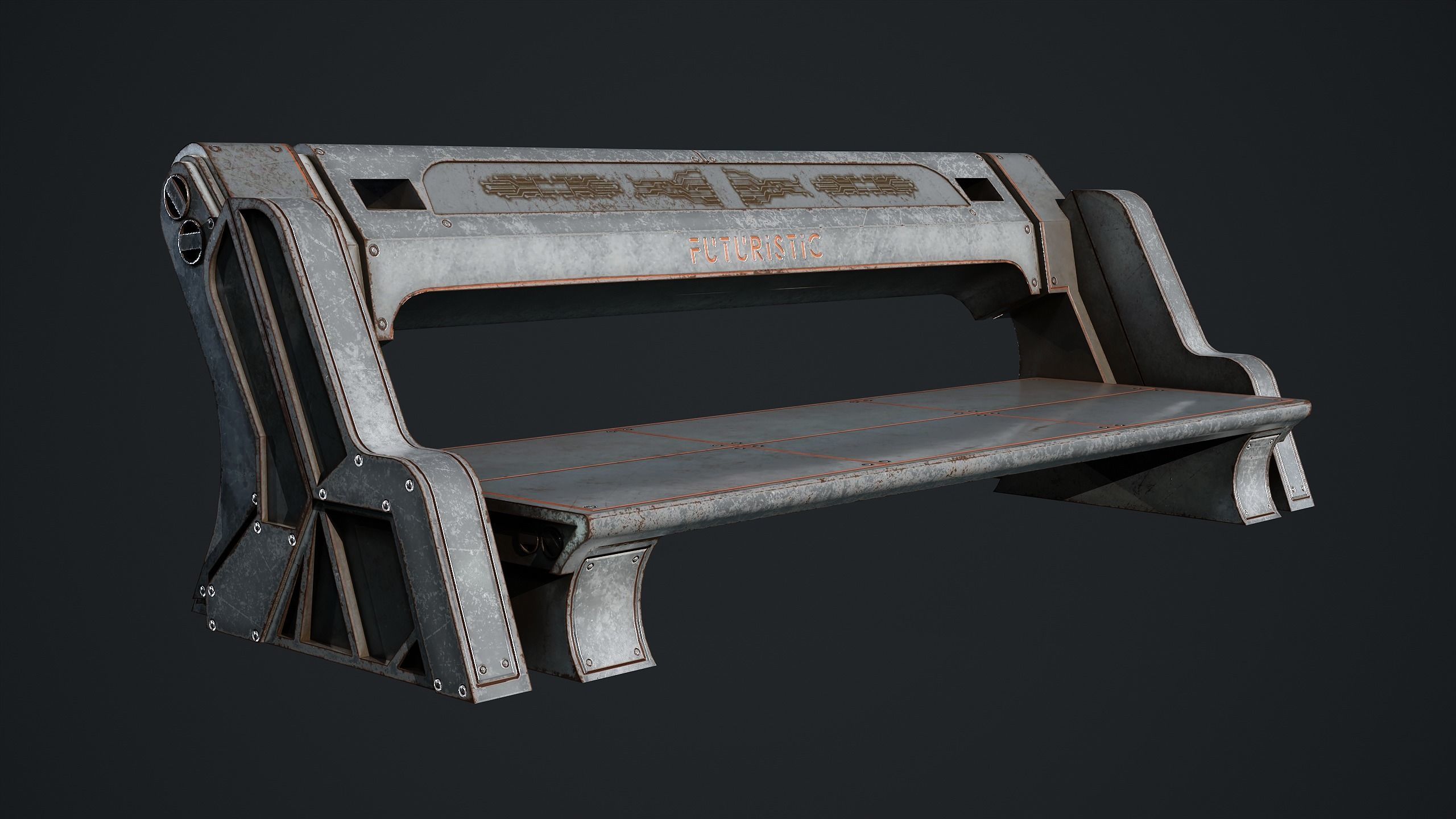 10 Sci-fi Bench Game Ready Low-poly 3D model_4