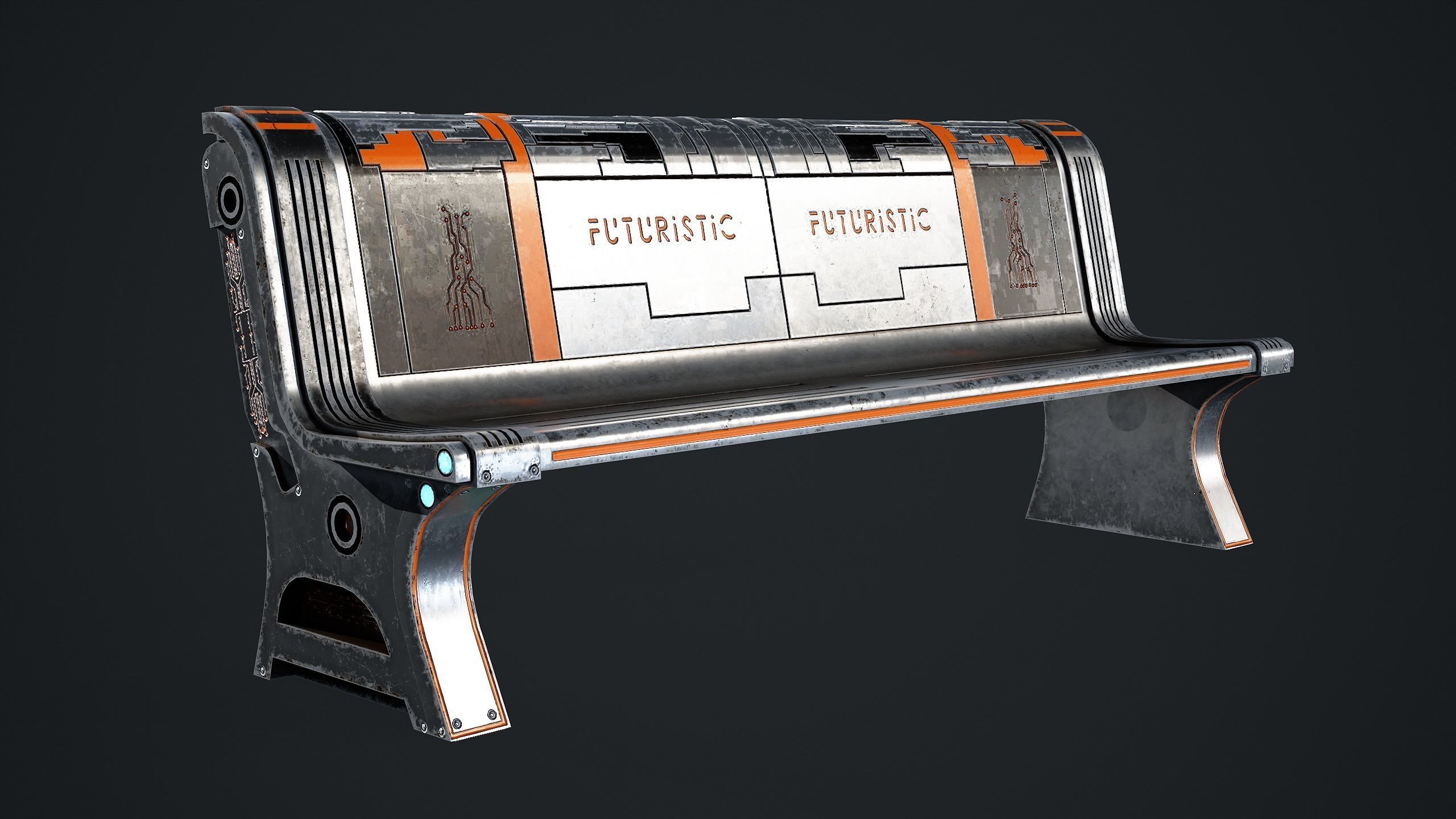 10 Sci-fi Bench Game Ready Low-poly 3D model_5