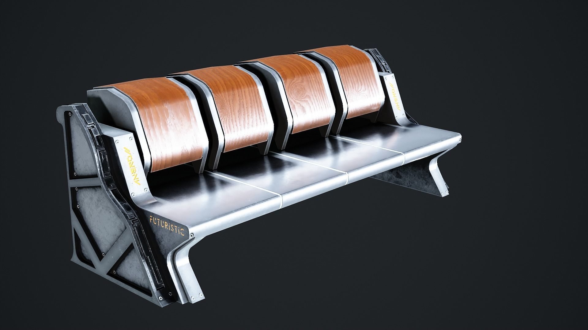 10 Sci-fi Bench Game Ready Low-poly 3D model_1