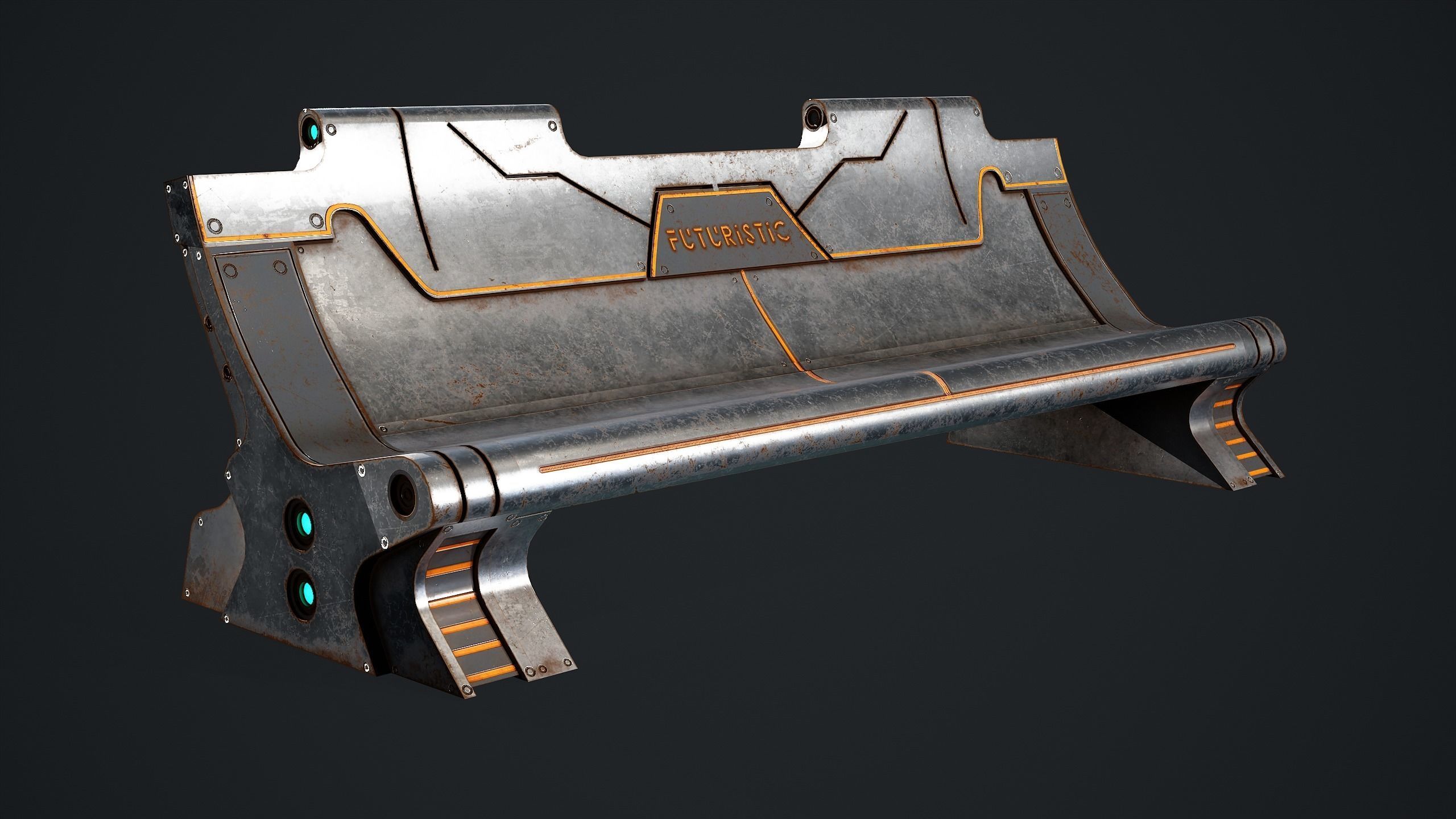 10 Sci-fi Bench Game Ready Low-poly 3D model_6