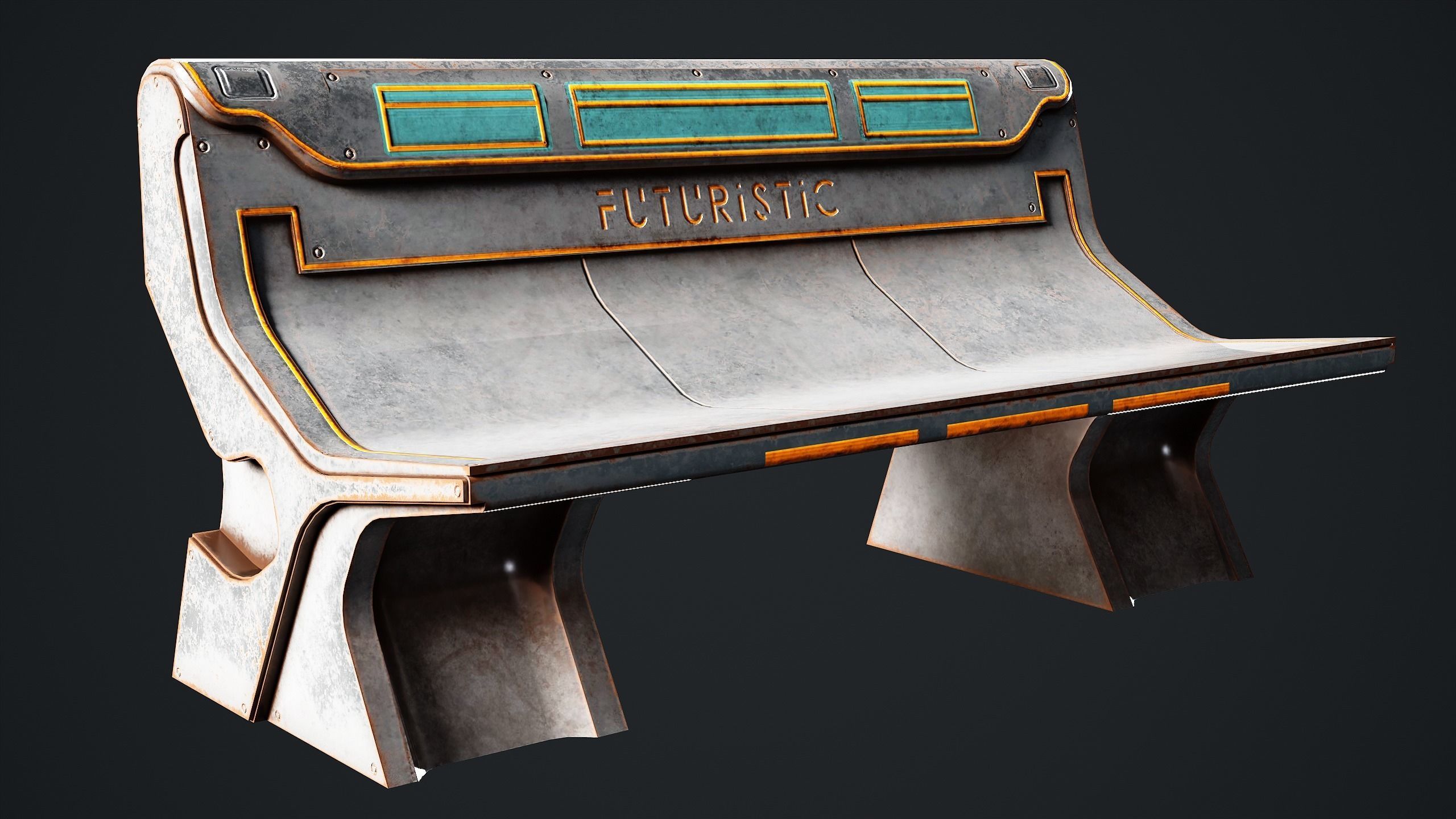 10 Sci-fi Bench Game Ready Low-poly 3D model_2