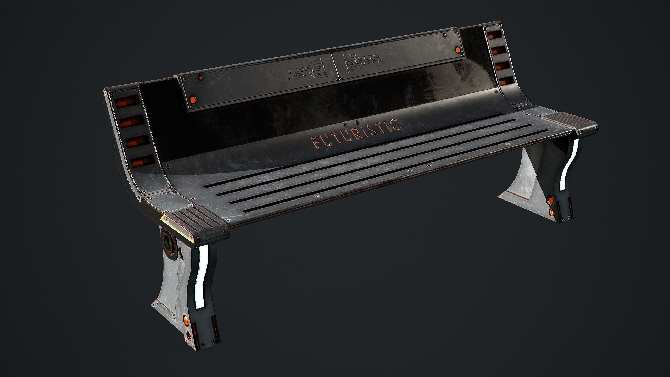 10 Sci-fi Bench Game Ready Low-poly 3D model_7