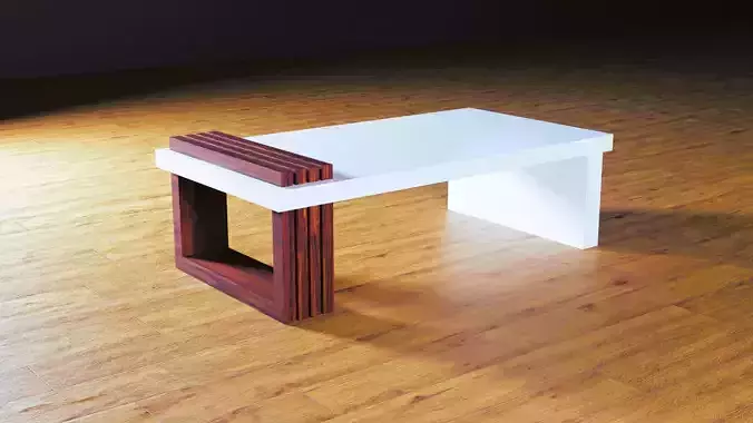 Dark wood and white loft table 