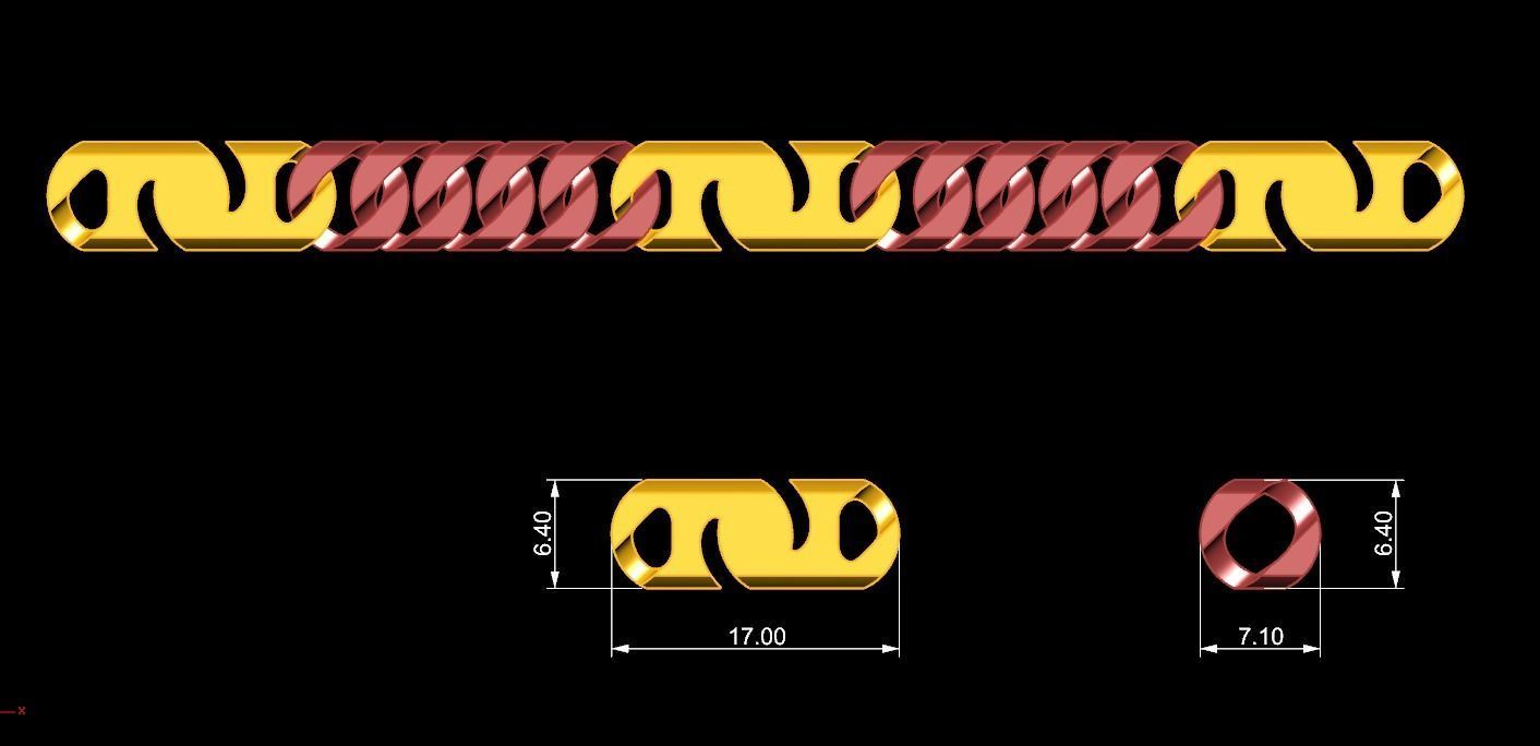 Necklace chain link 3D print model_2
