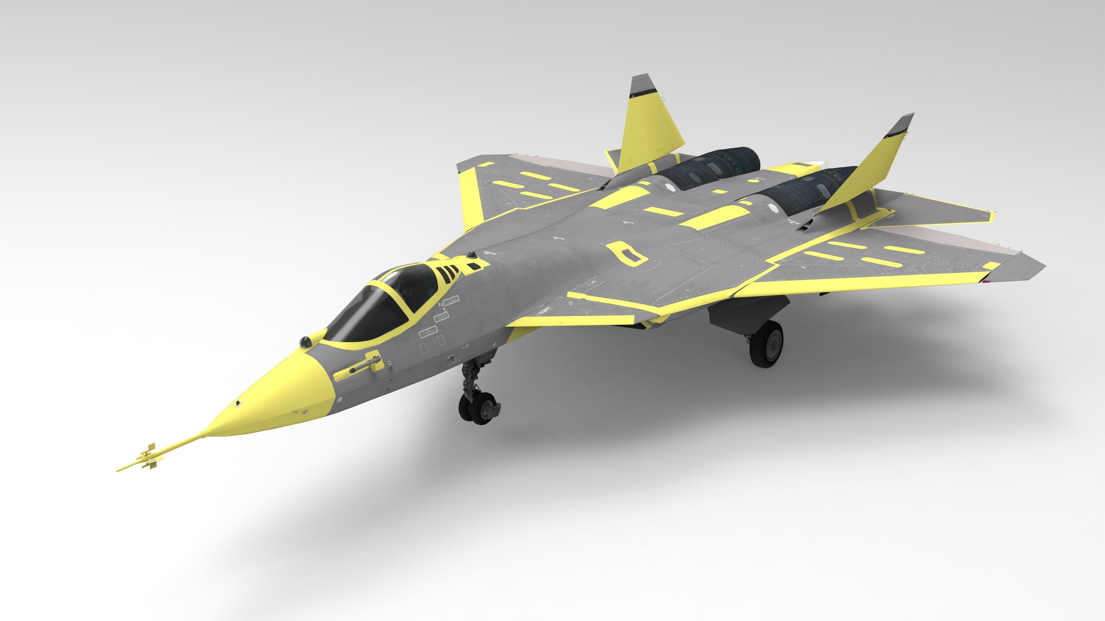 Sukhoi Su-57 Felon with Cockpit Low-poly 3D model_12