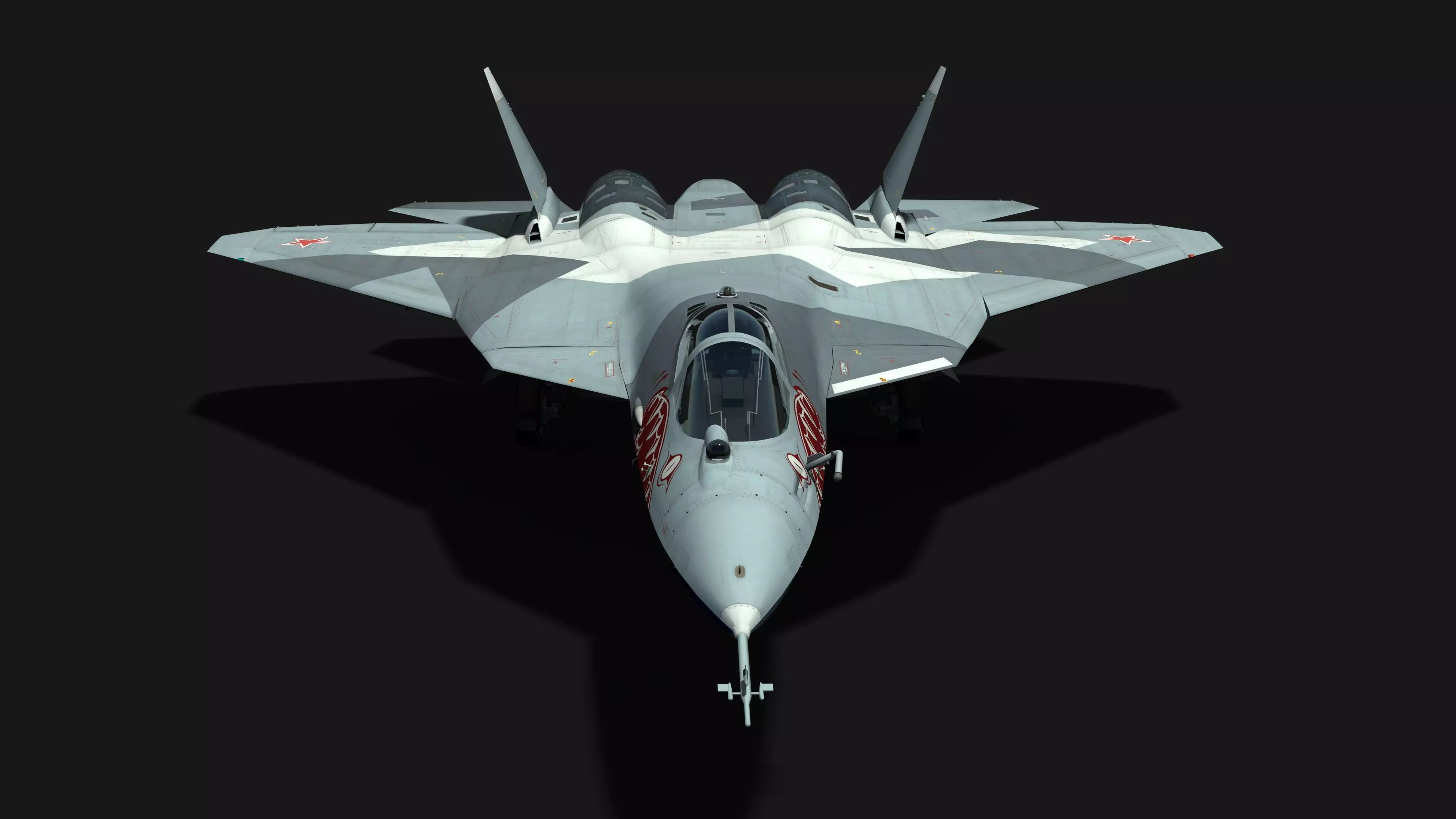Sukhoi Su-57 Felon with Cockpit Low-poly 3D model_0