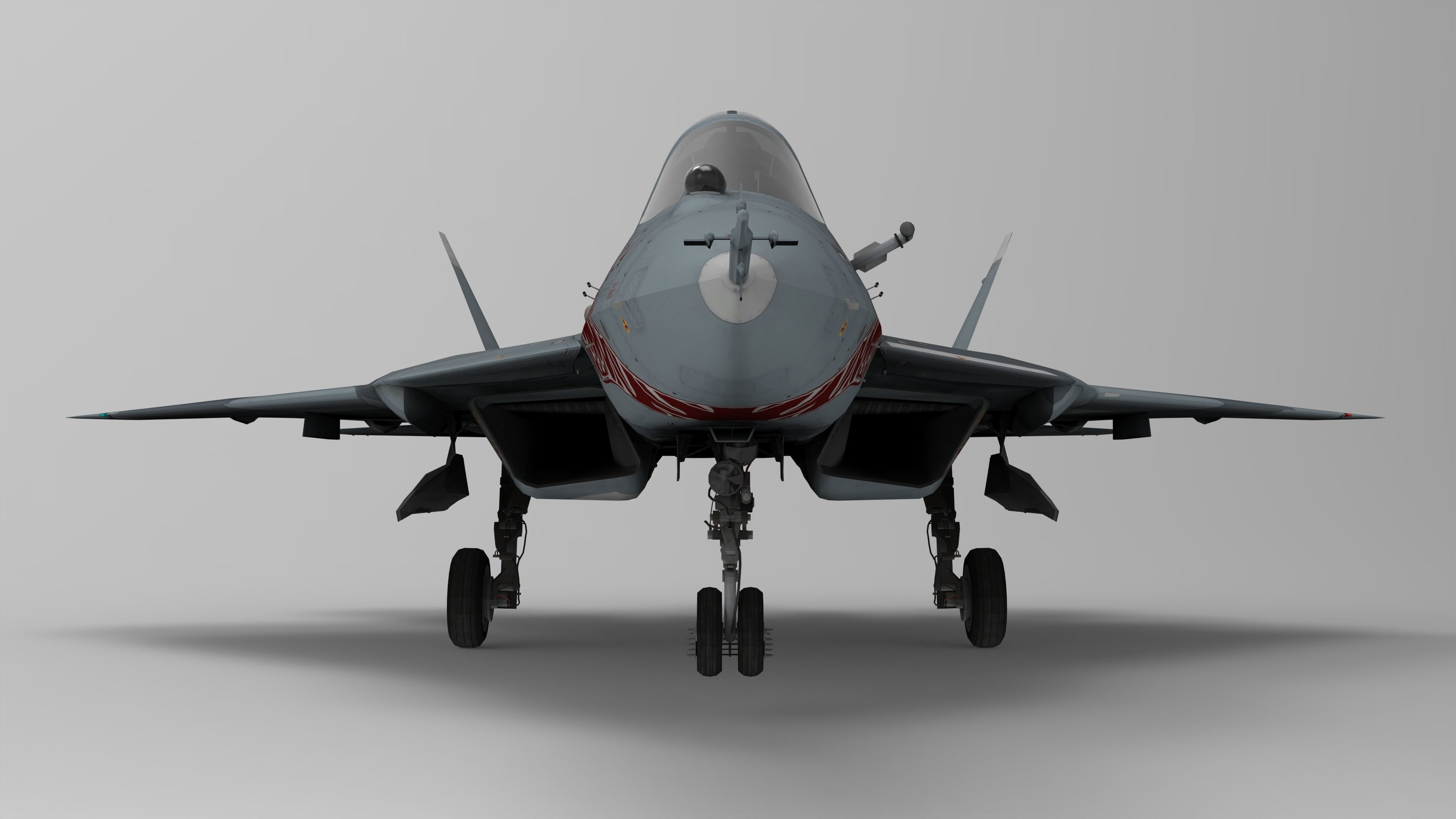 Sukhoi Su-57 Felon with Cockpit Low-poly 3D model_3