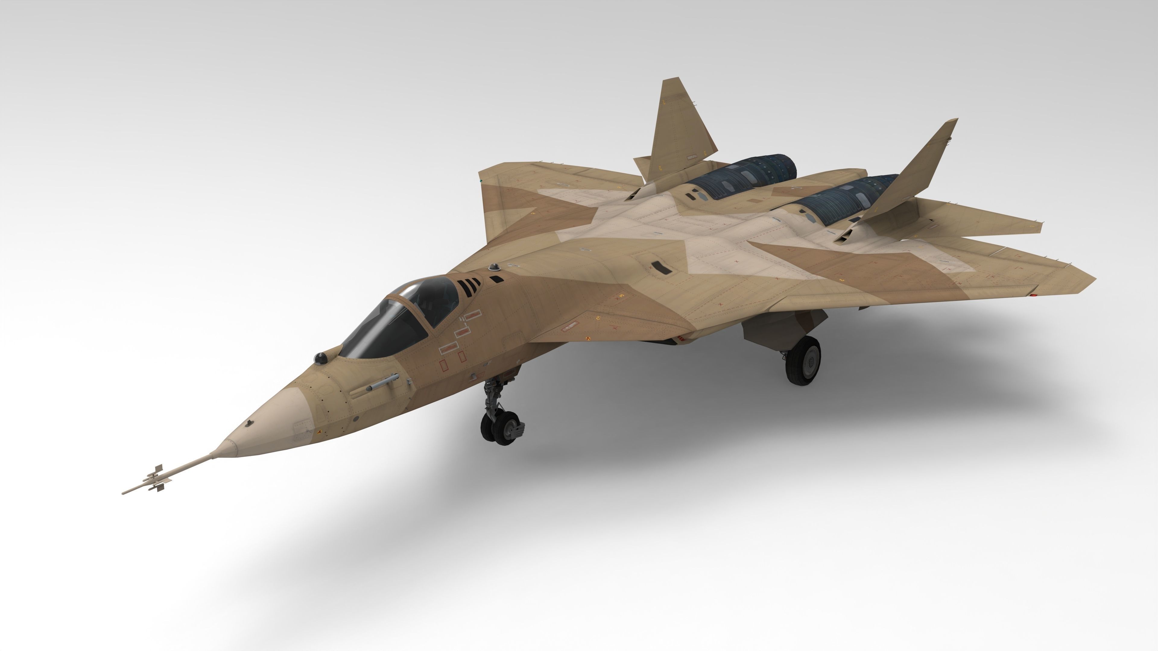 Sukhoi Su-57 Felon with Cockpit Low-poly 3D model_16