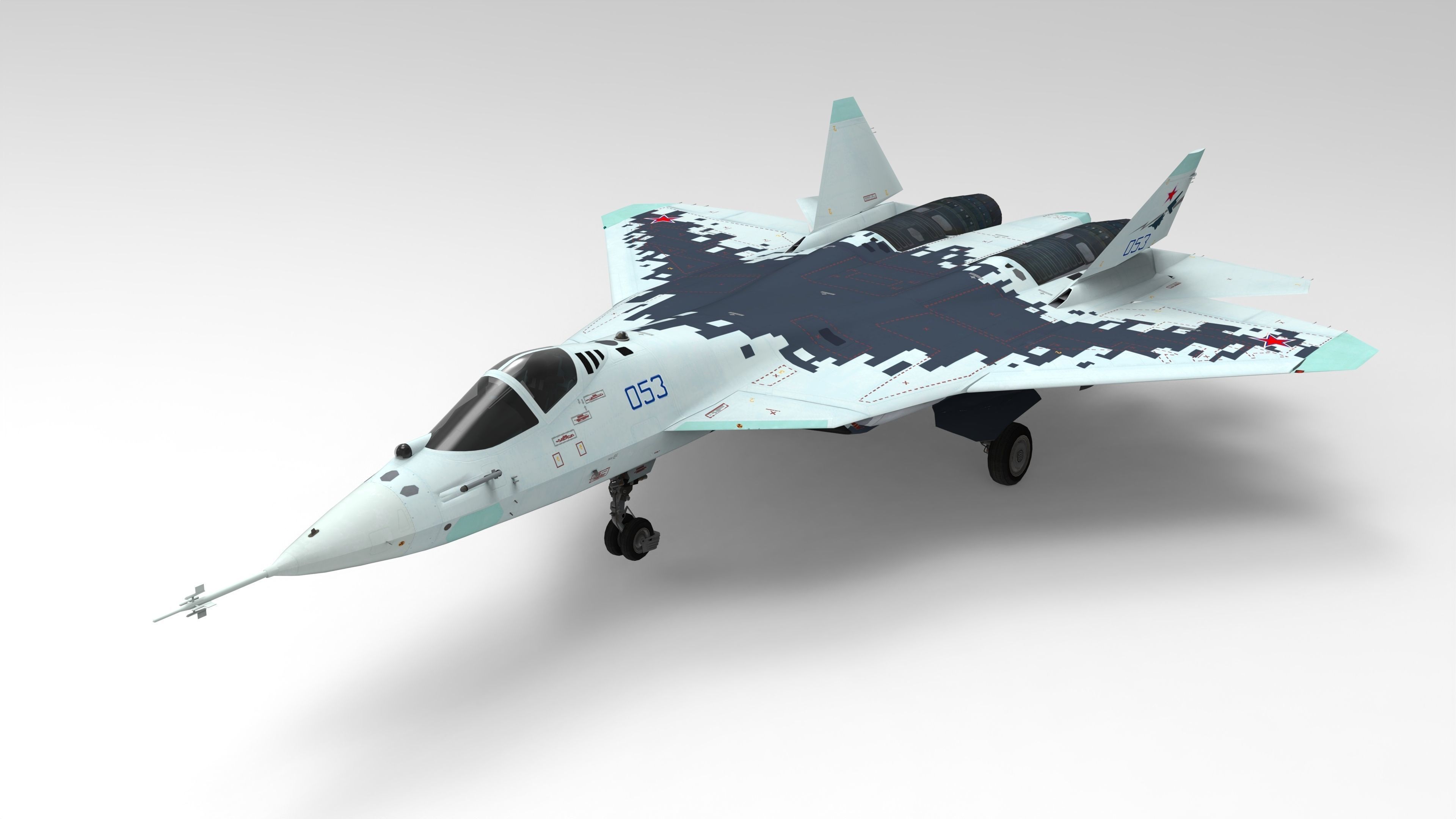 Sukhoi Su-57 Felon with Cockpit Low-poly 3D model_13