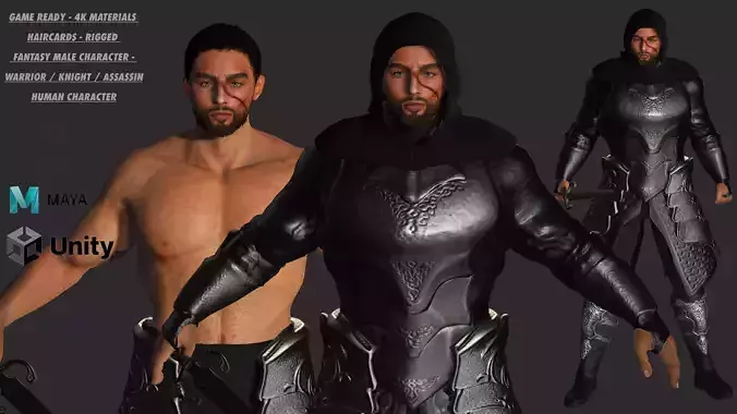 AAA 3D FANTASY MALE ASSASSIN-REALISTIC RIGGED GAME CHARACTER