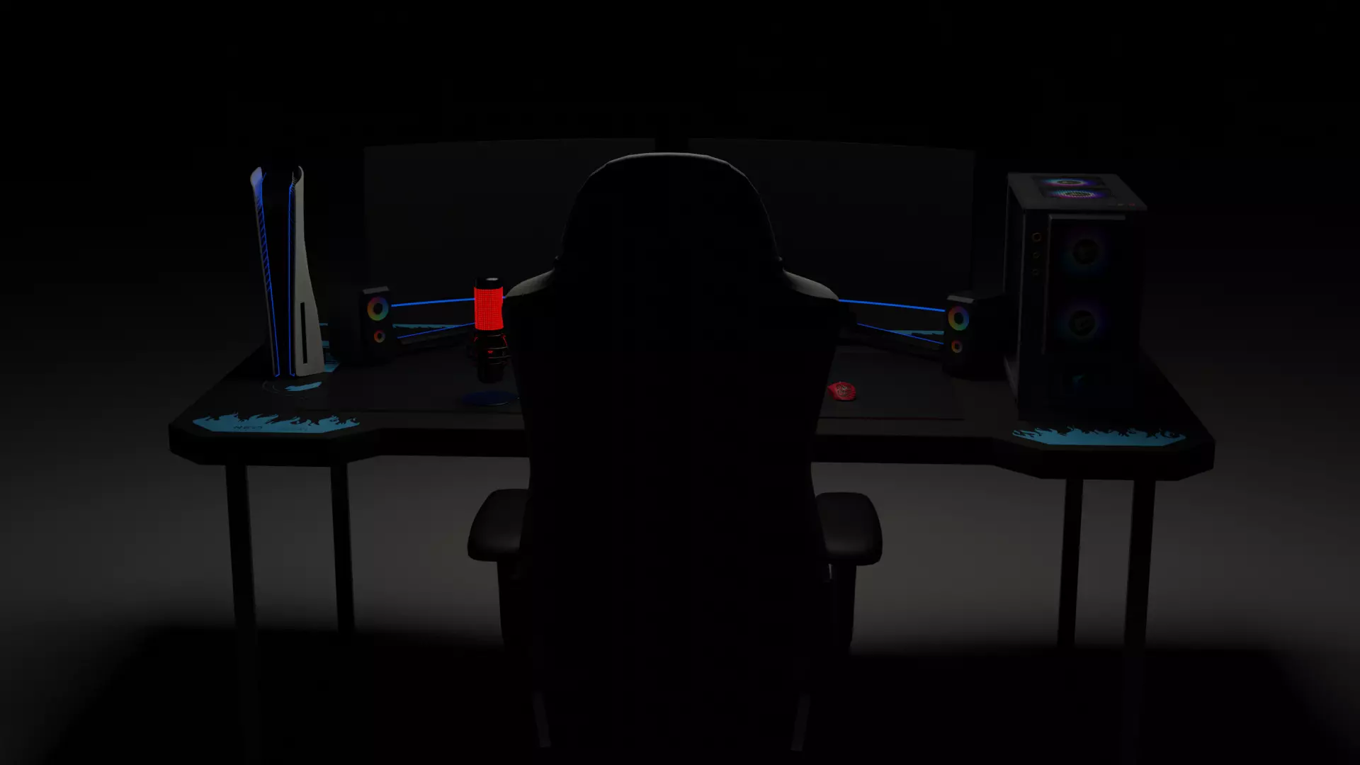 gaming setup 3D model_0